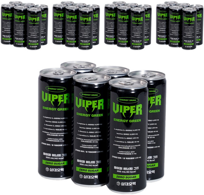 삼대오백 바이퍼 에너지 그린 제로 음료, 355ml, 30개