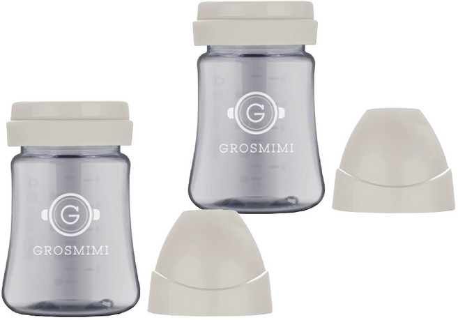 GROSMIMI PPSU奶瓶 無奶嘴, 黑色系列 奶油米色, 200ml, 2個