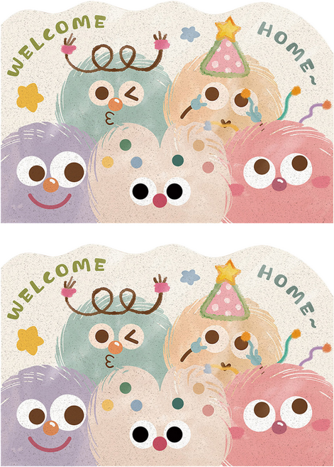 刮泥絲圈地墊, 五隻毛球 WELCOME HOME