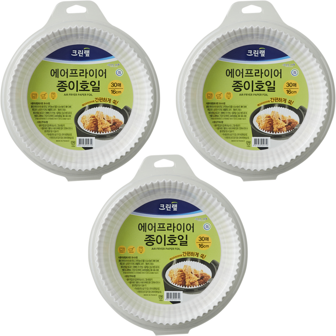 크린랩 에어프라이어 종이호일, 16cm, 30개입, 3개