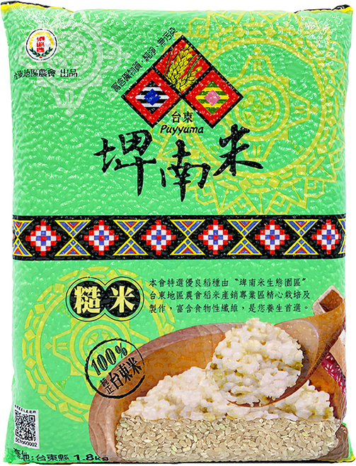 台東地區農會 埤南米 糙米, 1包, 1.8kg