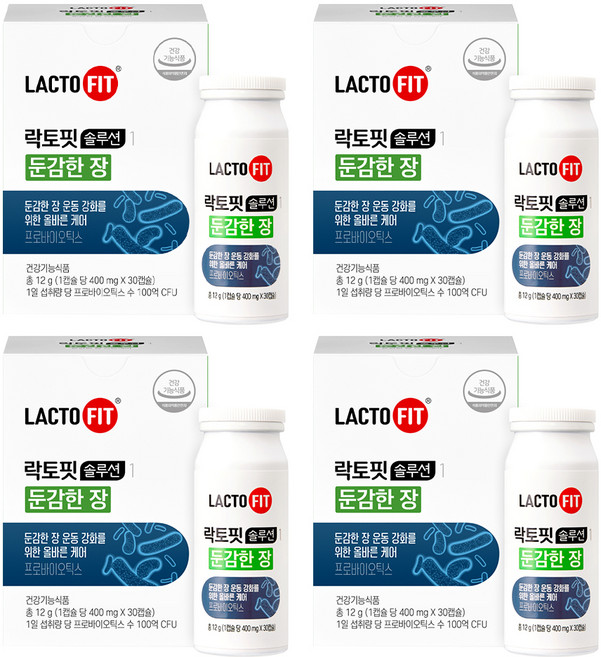 락토핏 솔루션 1 둔감한 장 유산균 12g, 30정, 4개