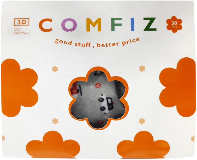 COMFIZ 康菲 兒童立體醫療口罩 未滅菌, 1盒, 我們的英雄 灰色, 30片
