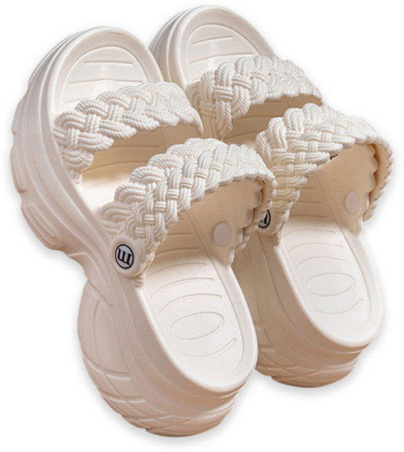 에델린 발 편한 꼬임 통굽 샌들 슬리퍼, 240, 화이트, 1개