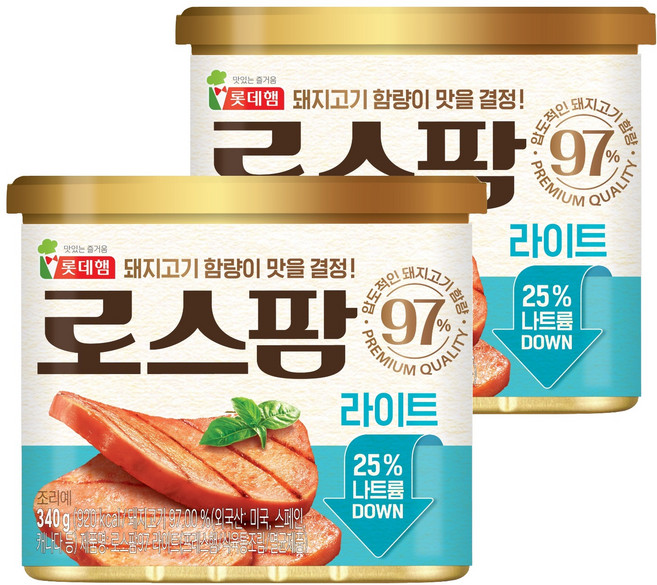 롯데햄 로스팜 라이트, 340g, 2개