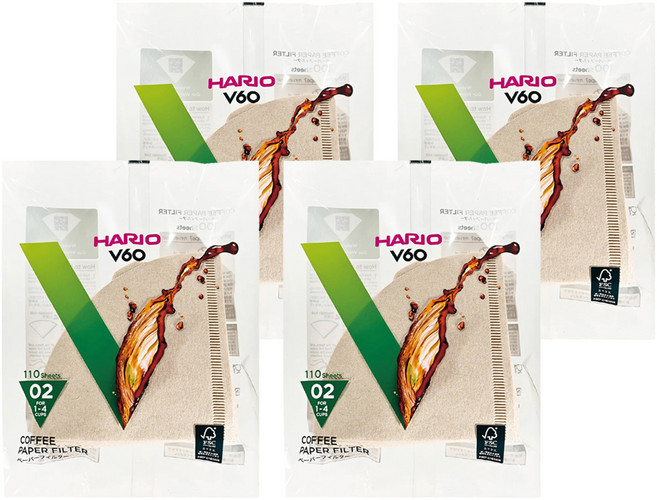 HARIO 好璃奧 V60 原色濾紙 02, 110張, 4包