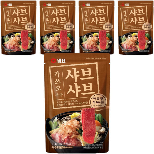 샘표 가쓰오 샤브샤브 육수 3~4인분, 200g, 5개