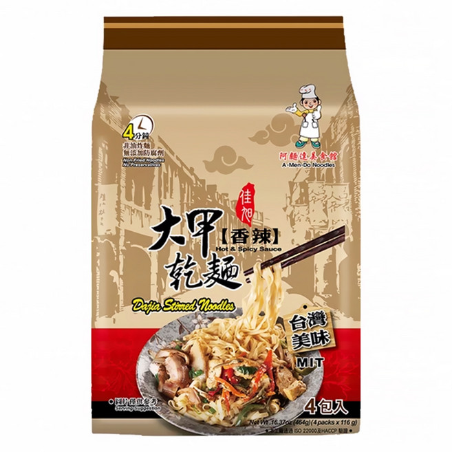 大甲佳旭 大甲乾麵 香辣 全素 116g, 4包