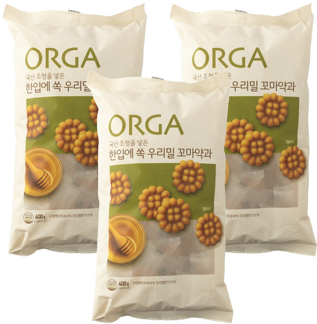 올가홀푸드 한입에 쏙 우리밀 꼬마약과, 400g, 3개