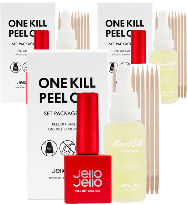 젤로젤로 필오프베이스젤 + 전용 원킬리무버 세트, 혼합색상, 3세트