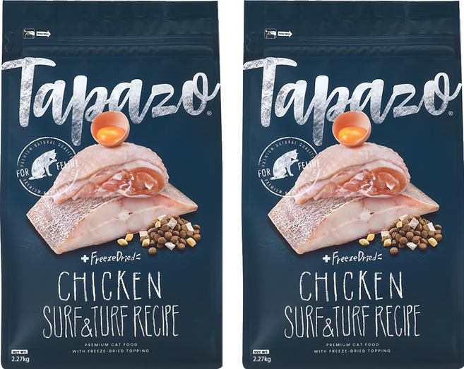 Tapazo 特百滋 成幼貓用 凍乾雙饗宴 低敏配方乾糧, 海魚 + 雞肉, 2.27kg, 2袋