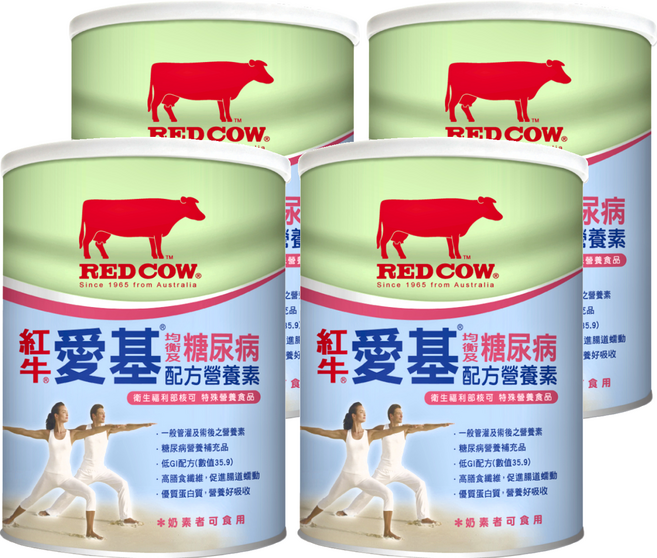 RED COW 紅牛 愛基均衡及糖尿病配方營養素, 900g, 4罐