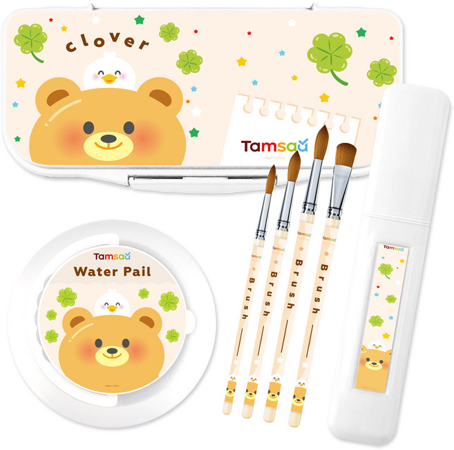 탐사 미술도구 붓 + 팔레트 + 물통 세트, 블루, 1세트