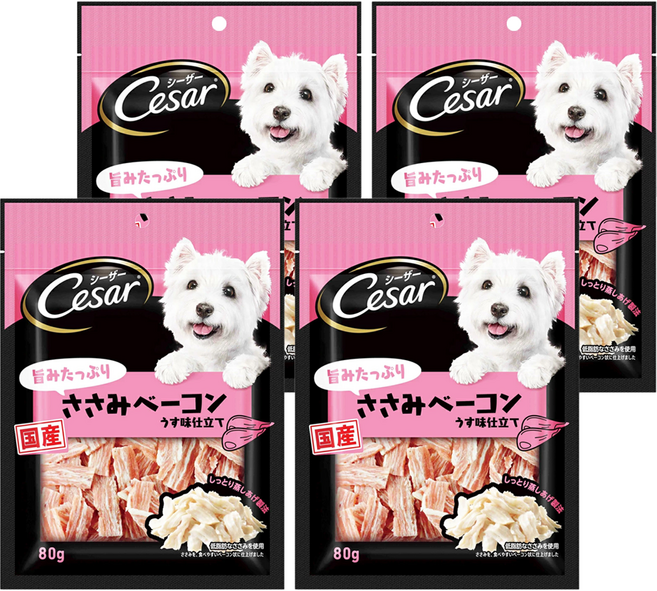 Cesar 西莎 點心系列 狗零食, 低脂雞胸培根切片口味, 80g, 4包
