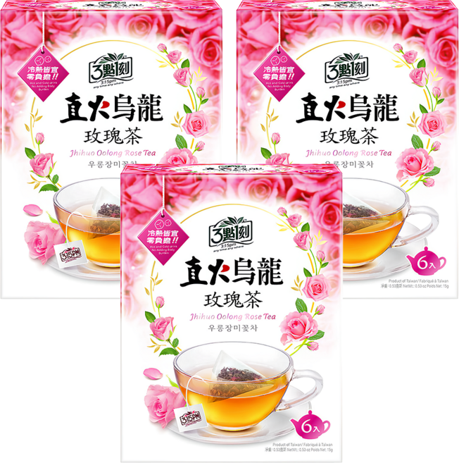3點1刻 直火烏龍 玫瑰茶, 2.5g, 6包, 3盒
