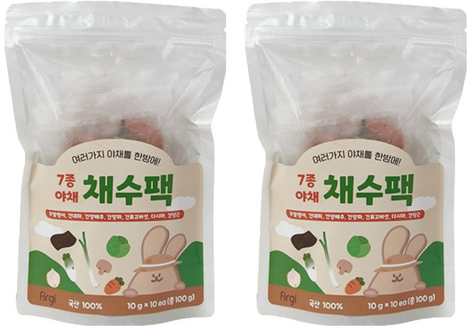 퍼기 어린이 7종야채 채수팩 10개입, 야채맛, 100g, 2개