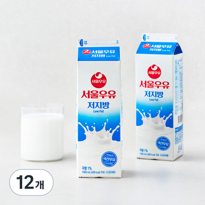 서울우유 저지방 우유, 1L, 12개