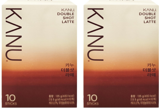 KANU 漸層奶香雙拿鐵咖啡, 13.5g, 10條, 2盒