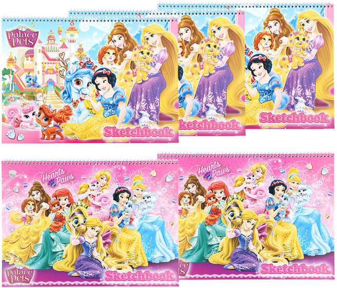 에이치엠플러스 여아용 디즈니 프린세스 매수 많은 스케치북 5p 랜덤 발송, 14매, 1개