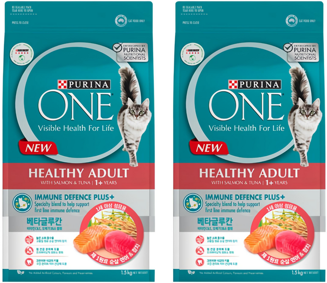 퓨리나원 캣 순살 연어 기능성 사료, 어덜트, 1.5kg, 2개