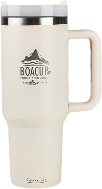 BOACUP 大容量提手保溫杯, 白色, 1個, 1.2L
