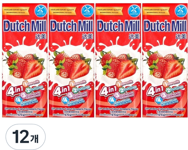 Dutch Mill 草莓味優格飲, 180ml, 12個