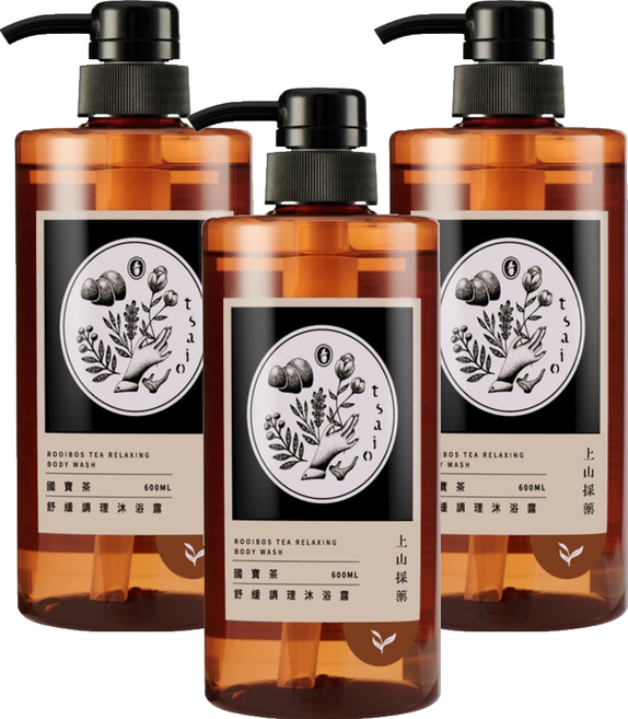 tsaio 上山採藥 舒緩調理沐浴露 國寶茶, 600ml, 3瓶