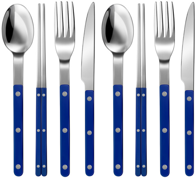 바겐슈타이거 셀레스트 벨루어 커트러리 2인 세트, 딥블루, 1세트, 숟가락 2p + 젓가락 2벌 + 포크 2p + 나이프 2p