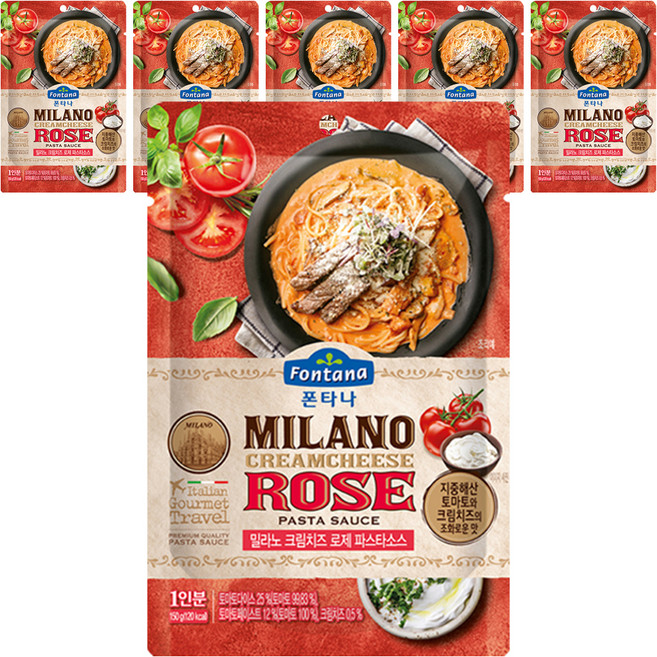폰타나 밀라노 크림치즈 로제 파스타 소스, 150g, 6개