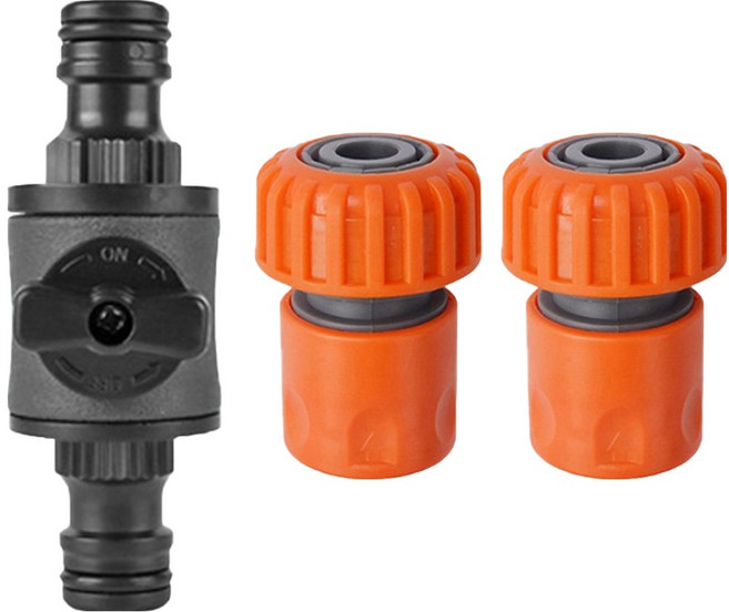 길그리 호스 중간 밸브 호수 연결 커넥터 + 원터치 어댑터 19~23mm 2p 세트, 1세트, 혼합색상