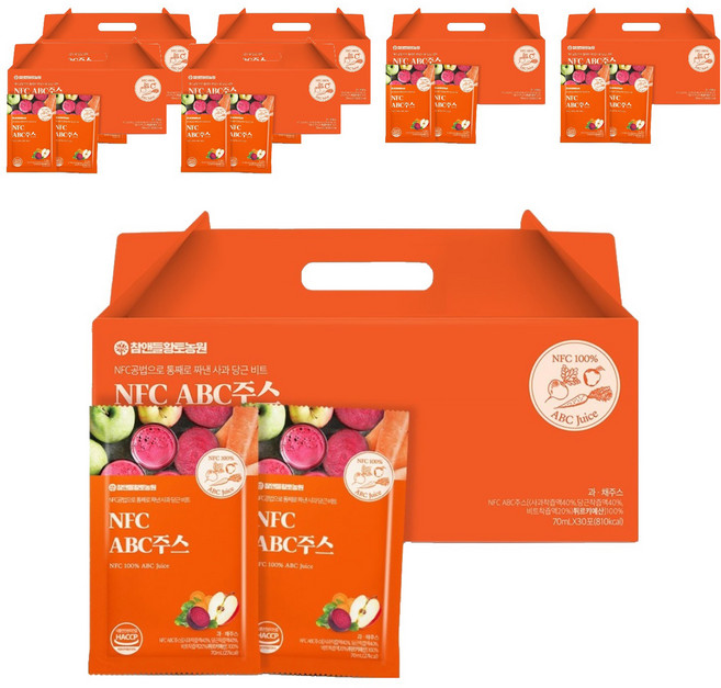 참앤들황토농원 NFC 착즙 ABC주스, 70ml, 210개