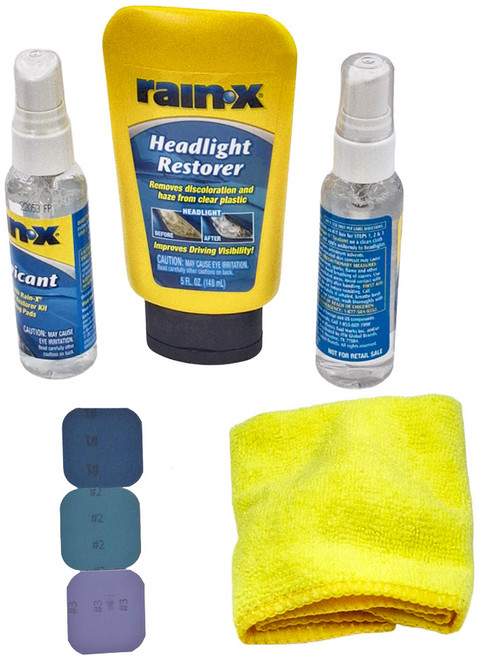 raIn-x 潤克斯 大燈修護組 含潤滑劑、修復劑、密封劑、拋光墊和超細纖維布, 1組