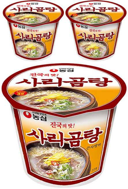 농심 사리곰탕면 컵라면 큰사발 111g, 3개