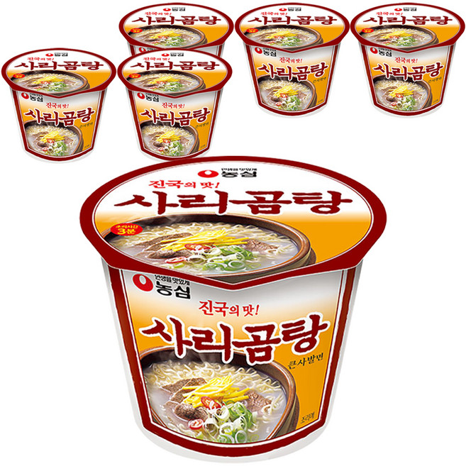 농심 사리곰탕면 컵라면 큰사발 111g, 6개
