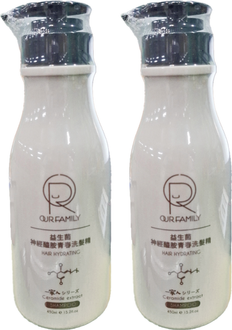 OUR FAMILY 一家人 益生菌神經醯胺青春洗髮精 - 保濕, 450ml, 2件
