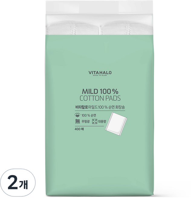 비타할로 마일드 화장솜, 2개, 400개입