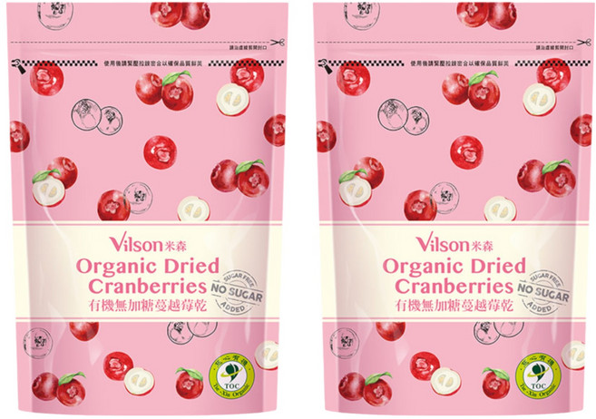 Vilson 米森 有機無加糖蔓越莓乾, 210g, 2包