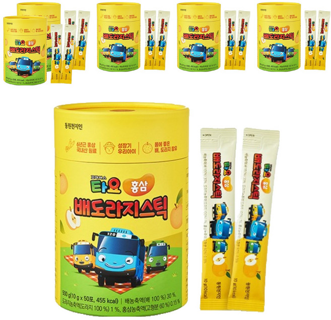 천지인 타요 홍삼 배도라지 스틱 50p, 500g, 6개