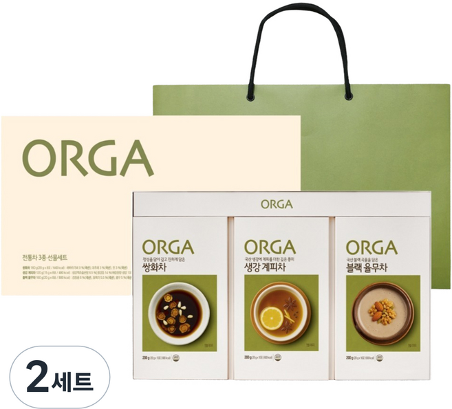 ORGA 傳統茶禮盒3件組, 2套, 雙和茶 + 黑薏仁茶 + 薑肉桂茶