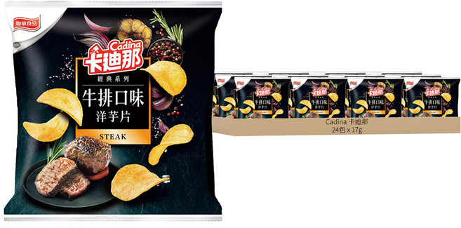 Cadina 卡迪那 洋芋片 牛排口味, 17g, 24包