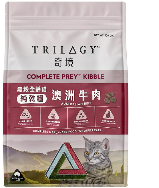 TRILOGY 奇境 全齡貓用 無穀純乾糧, 1個, 300g, 澳洲牛肉