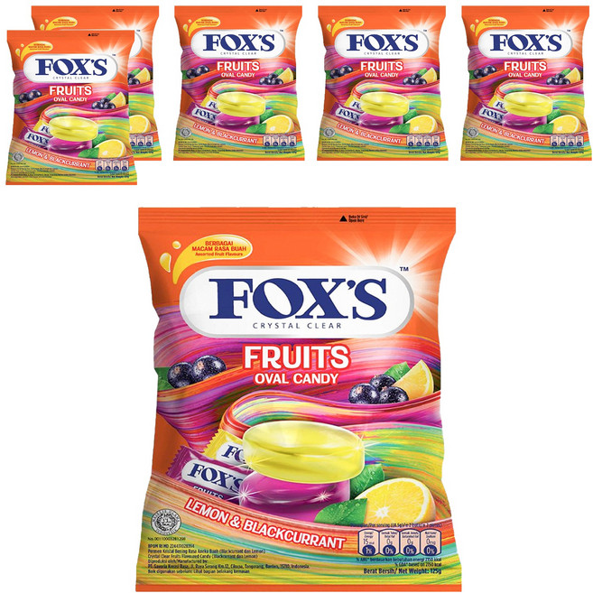 FOX'S lemon & blackcurran檸檬黑醋栗風味糖, 125g, 6袋