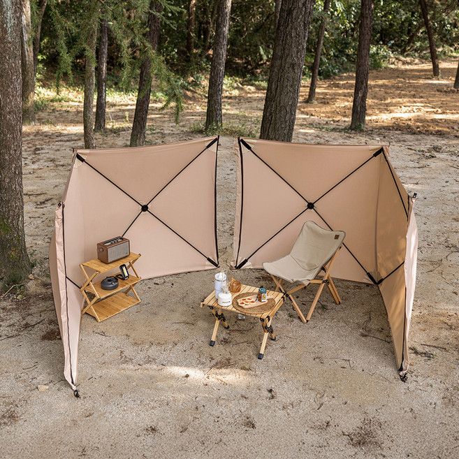 아이두젠 옵티머스 원터치 캠핑 바람막이 면 지퍼확장 사이드월 윈드스크린 2p, 탄