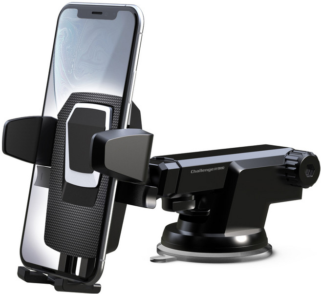 챌린지하이브리드 카본 미니 원터치 2 차량용 핸드폰 거치대, 1개, 블랙