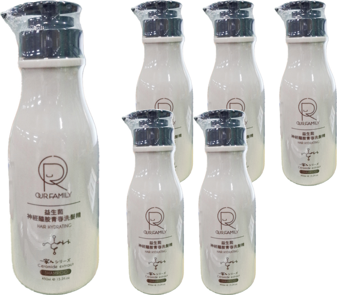 OUR FAMILY 一家人 益生菌神經醯胺青春洗髮精 - 保濕, 450ml, 6件