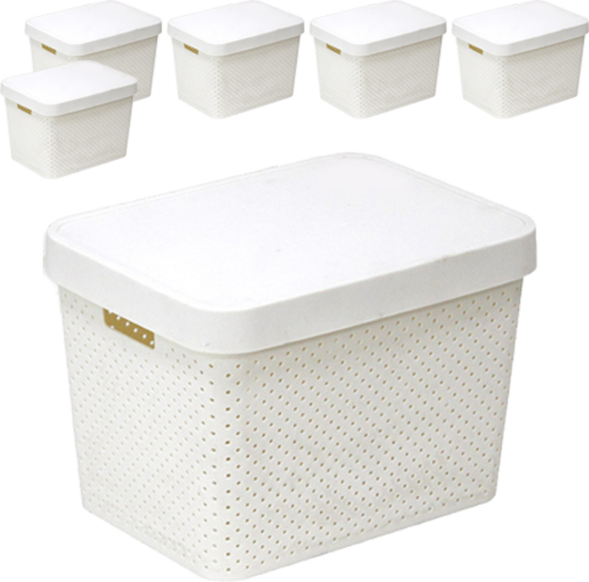 커버 바스켓, 아이보리, 대(22.2 x 31.5 x 25 cm), 6개