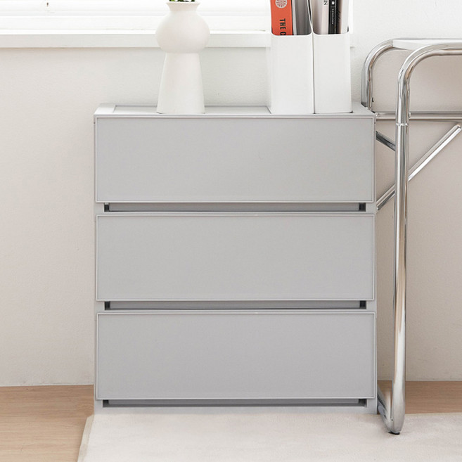코멧 국내생산 폭 넓은 모던 서랍장, 그레이, 3단