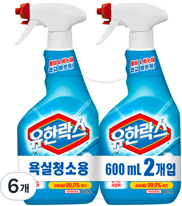 유한락스 욕실청소용 세정제, 600ml, 6개