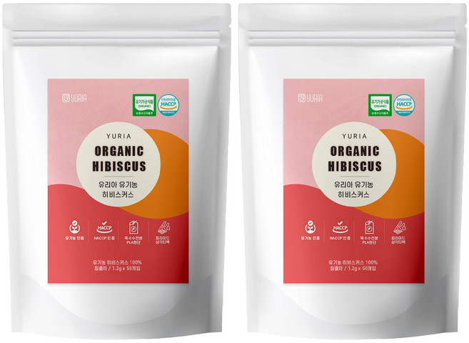 유리아 유기농 히비스커스 생분해 삼각티백, 1.2g, 50개입, 2개