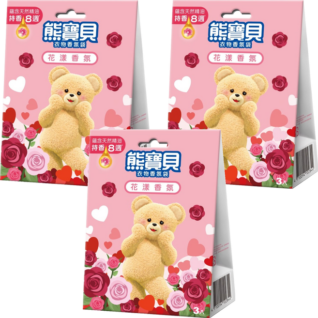 Snuggle 熊寶貝 衣物香氛袋 3包, 花漾香氛, 21g, 3盒